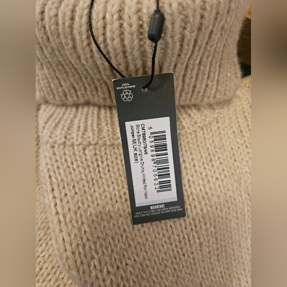 PrettyLittleThing Beige Chunky Knit Turtleneck Sweater – Size M - Picture 7 of 11